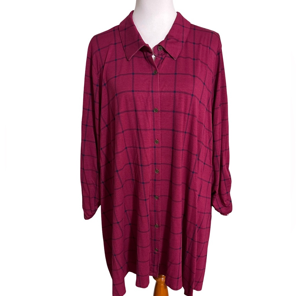 Kim Rogers Everyday Pink Plaid Tunic Top